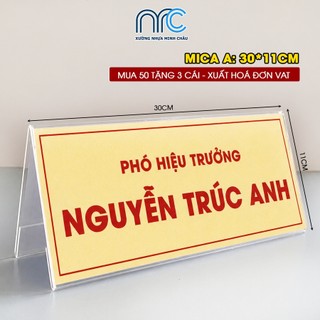 (Xuất hoá đơn VAT) Combo 2 Bảng tên mica để bàn chữ A, Bảng chức danh mica chữ A, Kê chữ A trong suốt 2 mặt