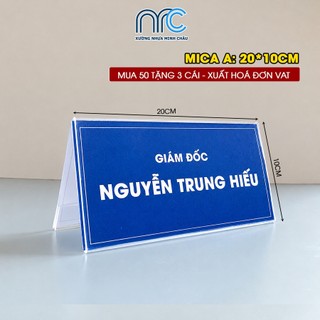 (Xuất hoá đơn VAT) Combo 2 Bảng tên mica để bàn chữ A, Bảng chức danh mica chữ A, Kê chữ A trong suốt 2 mặt