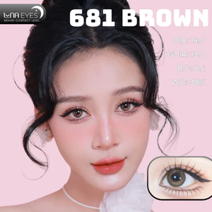 Lens mắt 681 Brown màu nâu vàng, viền nhạt tự nhiên, size nhỏ - thương hiệu LUNA EYES