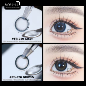 Lens mắt FB-220 Brown màu nâu trơn tự nhiên, viền xanh, size nhỏ - thương hiệu LUNA EYES