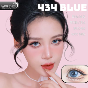 Lens mắt 434 Blue màu xanh nhám có viền nổi bật, size nhỏ - thương hiệu LUNA EYES