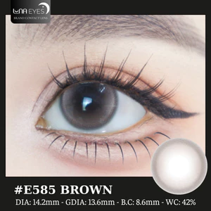Lens mắt E585 Brown màu nâu hồng filter đối xứng tự nhiên, size vừa, thương hiệu LUNA EYES