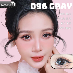 Lens mắt 096 Gray màu xám họa tiết cánh hoa đen, size lớn - thương hiệu LUNA EYES