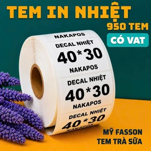 Cuộn 1000 Tem trà sữa 40x30mm Tem cân điện tử Tem mã vạch 40x30 Dán Được 30x40 giấy in nhiệt 40*30 dán ly