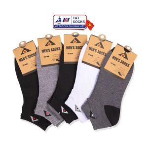 Tất Vớ Nam Cổ Ngắn T&T SOCKS Thêu Logo Trơn Basic Thoáng Khí Co Giãn Khử Mùi Hôi - NAM202