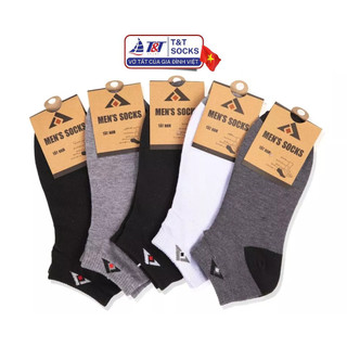 [Combo 10 Đôi] Tất Vớ Nam Cổ Ngắn T&T SOCKS Thêu Logo Trơn Basic Thoáng Khí Co Giãn Khử Mùi Hôi - NAM202