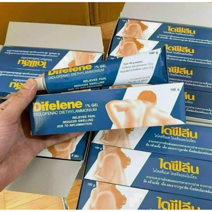Gel xoa bóp Difelene Thái Lan, Kem xoa bóp Difelene 1% Gel hỗ trợ giảm đau cơ phục hồi nhanh chăm sóc sau chấn thương