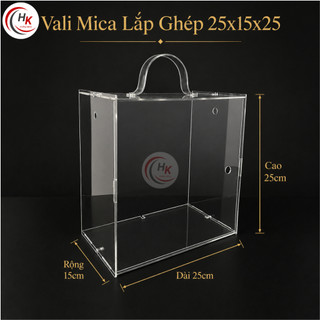 [TỰ LẮP GHÉP] Vali Mica Bày Hoa Quà Trong Suốt - Hộp Mika Trang Trí Hoa Quà Tết - Hộp Meka Cao Cấp Hoa Sáp Quà Tặng