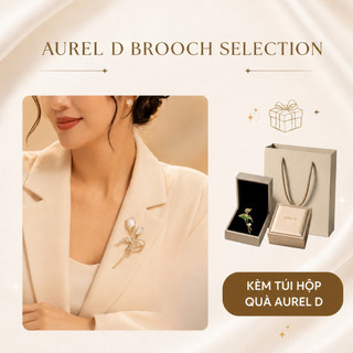 Set Quà Tặng Trâm Cài Áo Aurel D Đính Đá CZ, Ngọc Trai Cài Vest Áo Dài Kèm Túi Hộp