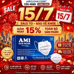 Khẩu Trang Y Tế AMI 4 Lớp Kháng Khuẩn Hộp 50 Chiếc Chính Hãng