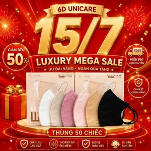 Combo 50 Chiếc Khẩu Trang 6D UNICARE ProMask, Khẩu Trang Chống Tia UV, 3 Lớp Kháng Khuẩn, UNIMASK