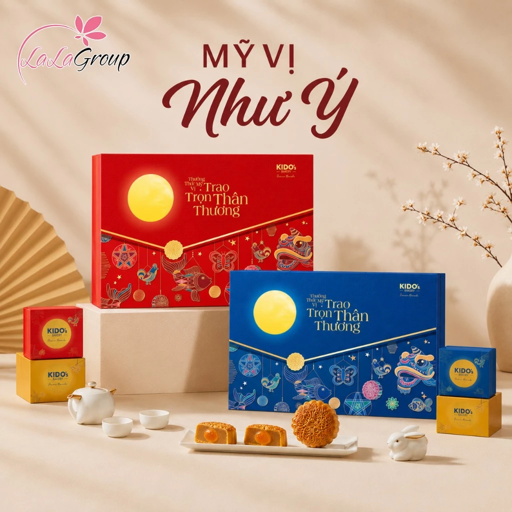 [HỎA TỐC HCM] Hộp 4 bánh trung thu KIDO cao cấp sang trọng, làm quà tặng doanh nghiệp, bạn bè
