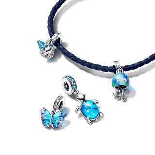 Charm Bạc Pandora Moments Murano Chú Rùa Biển Cả Xanh Dương - Murano Glass Sea Turtle Dangle Charm