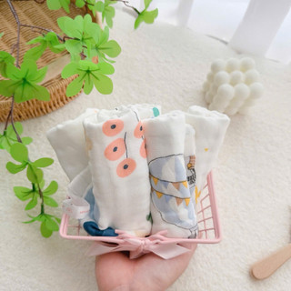 [ Set 5_B1] Khăn Xô Sữa cho bé 6 lớp, khăn nhăn mềm mại nhiều họa tiết dễ thương
