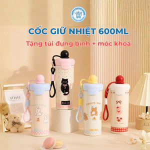 Cốc Giữ Nhiệt Inox 316 Cao Cấp 600ml Tặng Túi Cọ Ống Hút An Toàn 7 Màu