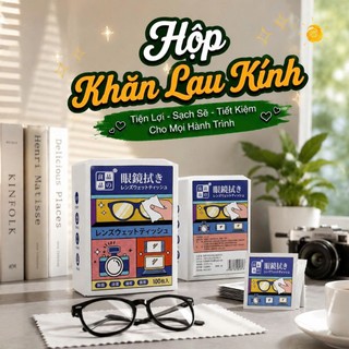 Hộp 100 khăn lau kính nano Lynhome Store chống bám hơi nước, Giấy lau kính mắt chống sương mù mồ hôi