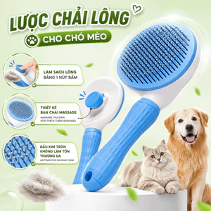 Lược Chải Lông Chó Mèo Tự Làm Sạch 1 Nút Bấm - Bàn Chải Gỡ Rối Lông Rụng Cho Thú Cưng