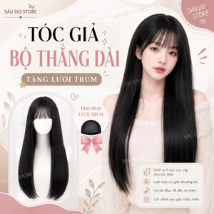 TÓC GIẢ BỘ NGUYÊN ĐẦU THẲNG DÀI LƯỚI HOA CAO CẤP TẶNG LƯỚI