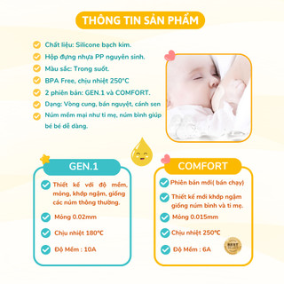 Núm Trợ Ti Silicon Coniu Siêu Mềm Giúp Bé Bú Dễ Dàng, Tiện Lợi Cho Mẹ