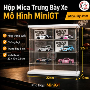 Hộp Mica Trưng Bày Xe Mô Hình MiniGT 8 Ngăn – Kệ Đựng Xe 1:64 Chống Bụi, Trong Suốt Cao Cấp Hotwheels