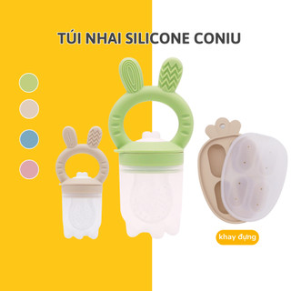 Túi Núm Nhai Ăn Dặm Silicone Chống Hóc Cho Bé, Gặm Nướu Mềm Tập Ăn Trái Cây Gồm 3 Sizes S M L Cho Trẻ Từ 4 Tháng Tuổi
