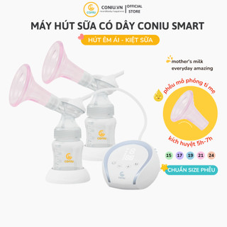 Máy Hút Sữa Điện Đôi Silicone Có Dây Coniu Smart, Phễu Kích Sữa Mô Phỏng Ti Mẹ Giúp Hút Êm Ái, Tăng Sữa