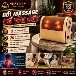 Gối Massage Cổ Vai Gáy, Gối Massage 20 Bi Hồng Ngoại Đa Năng Có 3 Chế Độ Massage Hỗ Trợ Giảm Đau, Cải Thiện Giấc Ngủ