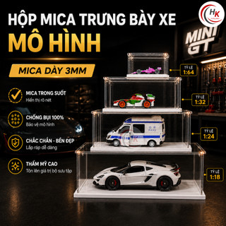 [1 HỘP LẺ] Hộp Mica Trưng Bày Xe Mô Hình Tỉ Lệ 1:64 1:32 1:24 1:18 Tủ Mica Trong Suốt Dày Cao Cấp Đẹp Chống Bụi Bày Oto