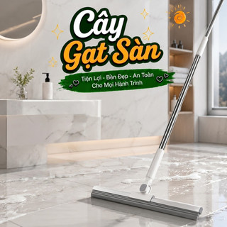Cây gạt nước sàn nhà tắm HomieTech đầu silicone xoay 180°, cán Inox, gạt nước và quét bụi tóc