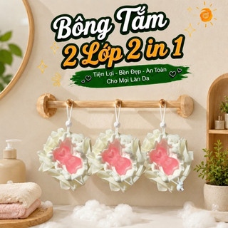 Bông tắm 2 lớp 2 in 1 lưới mềm mại tẩy tế bào chết, bông tắm tạo bọt hàn quốc an toàn HomieTech