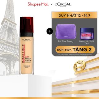 Kem nền che phủ bất bại 32H, tự nhiên như da thật L’Oréal Paris Infaillible 32H Foundation Vitamin C SPF 25 30Ml