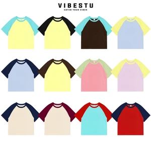 Áo Thun Trơn Raglan Local Brand VIBESTU Áo Thun Boxy Form Rộng Unisex 250Gsm 100% Cotton