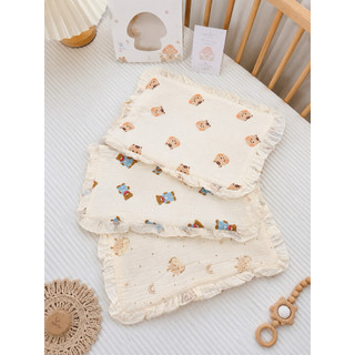 Gối lót Xô Bông Muslin Hàn, Gối Phẳng Sơ Sinh Đến 1 Tuổi Vải Mềm, Thấm Hút Tốt, Êm Ái Cho Bé