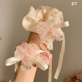 Dây cột tóc nữ cánh hoa cao cấp sang trọng cho bạn gái màu pastel