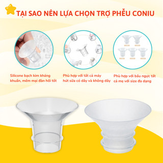 Trợ Phễu Silicone Coniu, Đệm Hạ Size Phễu Size 15-17-19-21-24mm, Hút Sữa Hiệu Quả và Êm Ái (Hộp 01 Chiếc)
