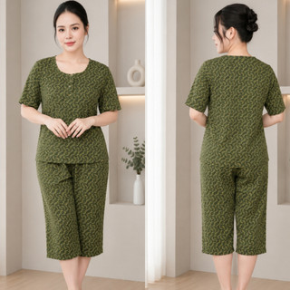 Đồ bộ trung niên cao cấp chất liệu lụa hàn thoáng mát Ms124, Sét đồ kiểu cho các mẹ, quần lửng suông
