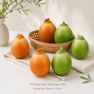 Trái Dừa Giả Size Nhỏ Cao Cấp Trang Trí | Trái Cây Giả Nhựa Foam Giống Thật Decor Quán Cà Phê Khách Sạn