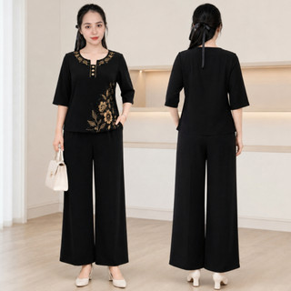 Sét đồ bộ trung niên chất vải cát lụa cao cấp – thanh lịch mát mẻ sang trọng mã 154