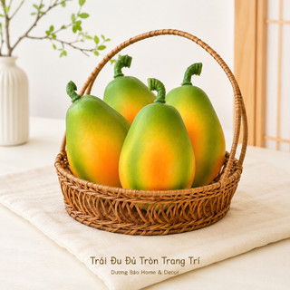 Trái Đu Đủ Tròn Giả Cao Cấp Trang Trí | Trái Cây Giả Nhựa Foam Giống Thật Decor Quán Cà Phê Khách Sạn