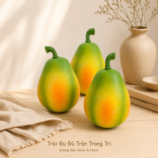Trái Đu Đủ Tròn Giả Cao Cấp Trang Trí | Trái Cây Giả Nhựa Foam Giống Thật Decor Quán Cà Phê Khách Sạn