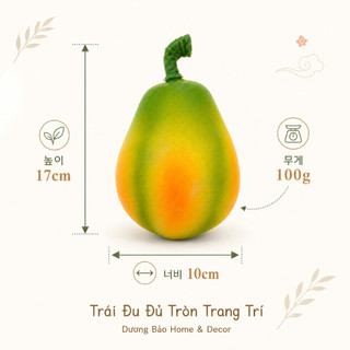 Trái Đu Đủ Tròn Giả Cao Cấp Trang Trí | Trái Cây Giả Nhựa Foam Giống Thật Decor Quán Cà Phê Khách Sạn