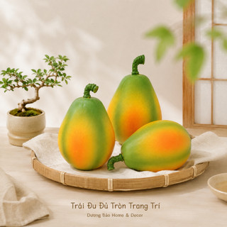 Trái Đu Đủ Tròn Giả Cao Cấp Trang Trí | Trái Cây Giả Nhựa Foam Giống Thật Decor Quán Cà Phê Khách Sạn