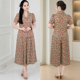 Đồ bộ trung niên quần ống rộng chất lụa thoáng mát Ms138, Sét đồ kiểu cho các mẹ