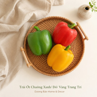 Trái Ớt Chuông Giả Xanh, Đỏ Vàng Cao Cấp Trang Trí | Trái Cây Giả Nhựa Foam Giống Thật Decor Quán Cà Phê Khách Sạn