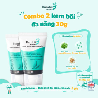 Combo 02 Hộp Kem bôi đa năng BambiiMom 30g - Dưỡng ẩm, chăm sóc da cho bé bị hăm tã, rôm sảy, mẩn ngứa, mụn sữa
