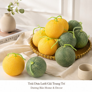 Trái Dưa Lưới Giả Cao Cấp Trang Trí | Trái Cây Giả Nhựa Foam Giống Thật Decor Quán Cà Phê Khách Sạn