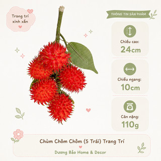 Chùm Chôm Chôm Giả Cao Cấp Trang Trí | Trái Cây Giả Nhựa Foam Giống Thật Decor Quán Cà Phê Khách Sạn