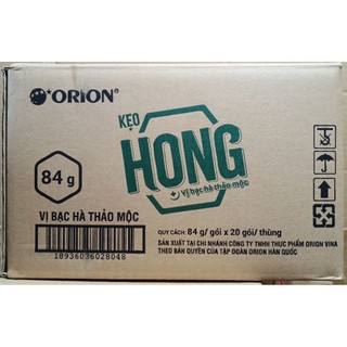 Sỉ 1Thùng (20 Gói)Kẹo Họng ORION, Vị Quất, Gừng & Bạc Hà (Thùng 20 gói × 84g)
