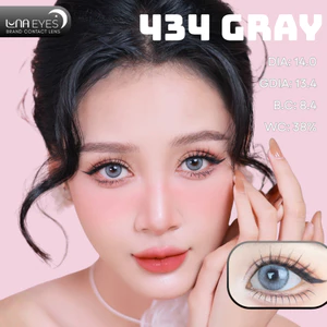 Lens mắt 434 Gray màu xám tây, viền đen nhám, size nhỏ - thương hiệu LUNA EYES