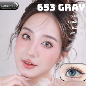 Lens mắt 653 Gray màu xám xanh mix ngôi sao lấp lánh, size nhỏ - thương hiệu LUNA EYES